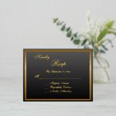Elegante Classic Gold Script Wedding RSVP Kaart (Staand Voorkant)