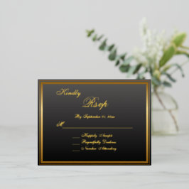 Elegante Classic Gold Script Wedding RSVP Kaart