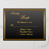 Elegante Classic Gold Script Wedding RSVP Kaart (Voorkant)