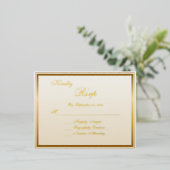 Elegante Classic Gold Script Wedding RSVP Kaart (Staand Voorkant)