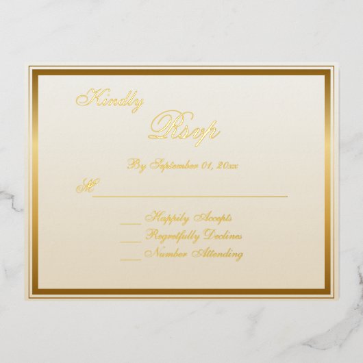 Elegante Classic Gold Script Wedding RSVP Kaart (Voorkant)