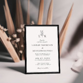 Elegante Classic Leaf Monogram bruiloft Kaart