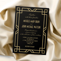 Elegante Classic Lijst Art Deco Gold Black Wedding