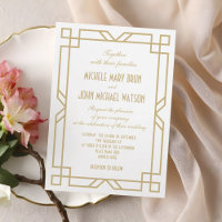 Elegante Classic Lijst Art Deco Gold White Wedding