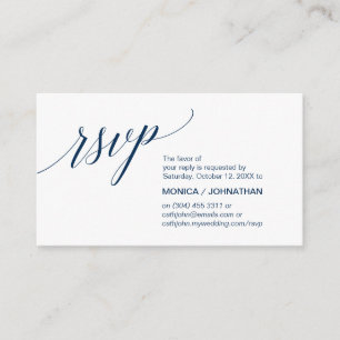 Elegante Classic minimal, Navy Blue Script, RSVP Informatiekaartje