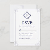 Elegante Classic Navy Blue Wedding RSVP Kaart (Voorkant)