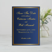 Elegante Classic Navy en Gold Save the Date Kaart (Staand Voorkant)