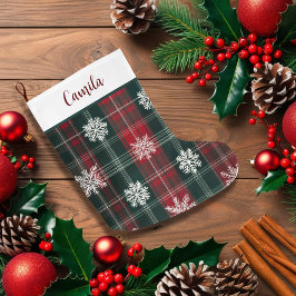 Elegante  Classic plaid Snowflakes Grote Kerstsok