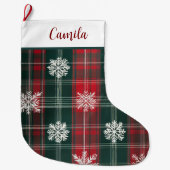 Elegante  Classic plaid Snowflakes Grote Kerstsok (Voorkant)