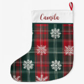 Elegante  Classic plaid Snowflakes Grote Kerstsok (Achterkant)