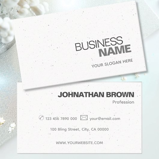 Elegante Classic Plain White Grey Sprinkle Stippen Visitekaartje