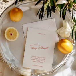 Elegante  Classic Rood & Ivoor bruiloft Kaart