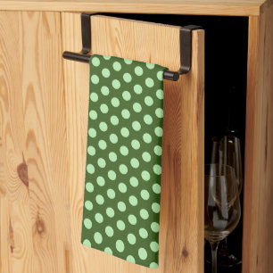 Elegante Classic Rustieke Polka Dots Groene Sjablo Theedoek