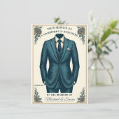 Elegante Classic Suit Groomsman Proposal Kaart (Staand voorkant)