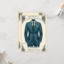Elegante Classic Suit Groomsman Proposal Kaart