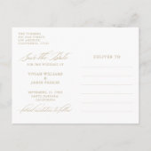 Elegante Classic White Save the Date Wedding Briefkaart (Achterkant)