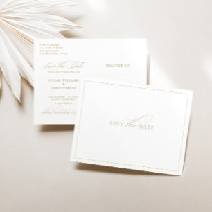 Elegante Classic White Save the Date Wedding Briefkaart