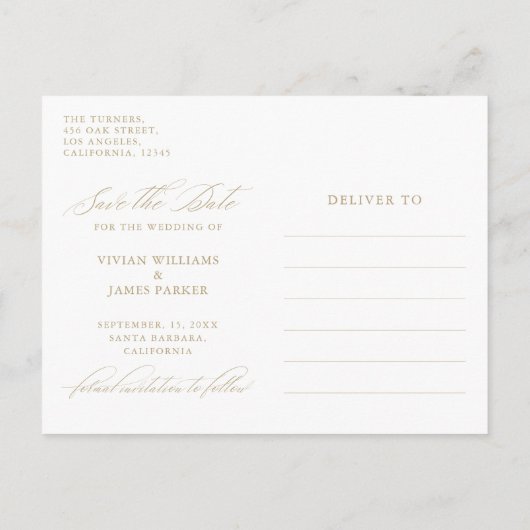 Elegante Classic White Save the Date Wedding Briefkaart (Achterkant)