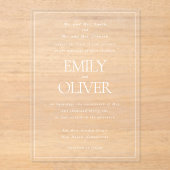 Elegante Classic Witte Lijst Witte Overlay Wedding Acryl Uitnodigingen (Voorkant)