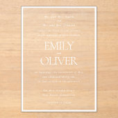 Elegante Classic Witte Lijst Witte Overlay Wedding Acryl Uitnodigingen (Voorkant)