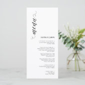Elegante Classic Zwart-Wit Wedding Menu Kaarten (Staand voorkant)