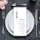 Elegante Classic Zwart-Wit Wedding Menu Kaarten