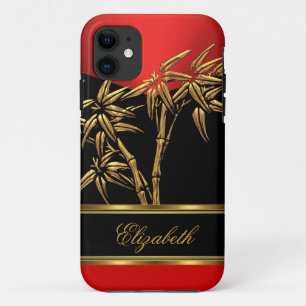 Elegante Classy Aziatische Bamboe Rood Goud Zwart Case-Mate iPhone Case