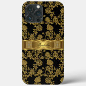 Elegante Classy Black Gold Damask Bloemen Case-Mate iPhone Case (Achterkant)