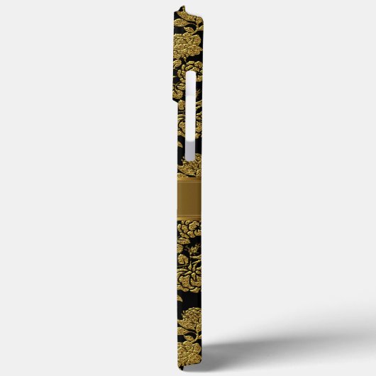 Elegante Classy Black Gold Damask Bloemen Case-Mate iPhone Case (Achterkant / Links)