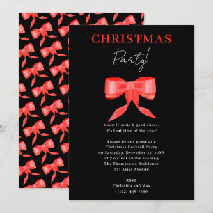 Elegante Classy Black Red Bow kerstfeest Kaart
