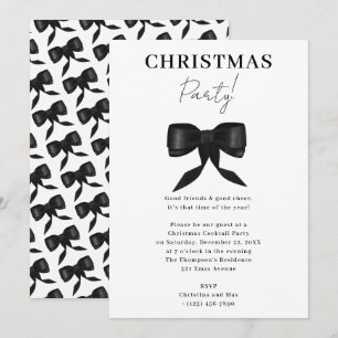 Elegante Classy Black White Bow kerstfeest Kaart