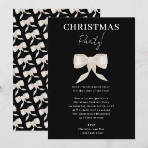 Elegante Classy Black White Bow kerstfeest Kaart