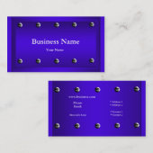 Elegante Classy Blauw Zilver Metaal Chrome look Visitekaartje (Voorkant / Achterkant)