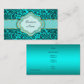 Elegante Classy Blauwgroen Blauwe Paisley Bloemen  Visitekaartje (Voorkant / Achterkant)