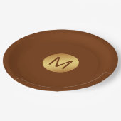 Elegante Classy Brown & Gold Initiaal Naam Papieren Bordje (Gekanteld)
