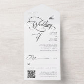 Elegante Classy Calligraphy Trouwen Zwart & Wit All In One Uitnodiging (Binnen)