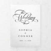 Elegante Classy Calligraphy Trouwen Zwart & Wit Drieluik Uitnodiging (Cover)