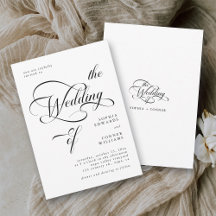 Elegante Classy Calligraphy Trouwen Zwart & Wit