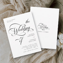 Elegante Classy Calligraphy Trouwen Zwart & Wit Kaart