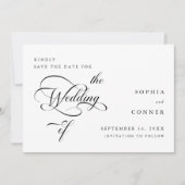 Elegante Classy Calligraphy Trouwen Zwart & Wit Save The Date (Voorkant)
