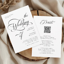 Elegante Classy Calligraphy Wedding Alles in één Kaart