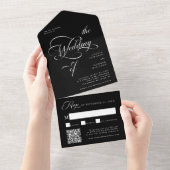 Elegante Classy Calligraphy Wedding Black All In One Uitnodiging (Afscheurbaar)