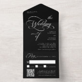 Elegante Classy Calligraphy Wedding Black All In One Uitnodiging (Binnen)