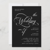 Elegante Classy Calligraphy Wedding Black Kaart (Voorkant)