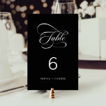 Elegante Classy Calligraphy Wedding Black Kaart<br><div class="desc">Romantische en elegante swirly kalligrafie trouwtafel nummer. Voor meer geavanceerde aanpassing van dit ontwerp,  klikt u op de BLUE DESIGN TOOL BUTTON hierboven!</div>
