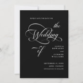 Elegante Classy Calligraphy Wedding Black Save The Date (Voorkant)