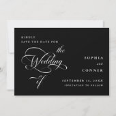 Elegante Classy Calligraphy Wedding Black Save The Date (Voorkant)