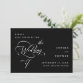 Elegante Classy Calligraphy Wedding Black Save The Date (Staand voorkant)