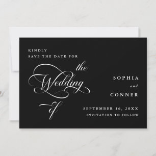 Elegante Classy Calligraphy Wedding Black Save The Date