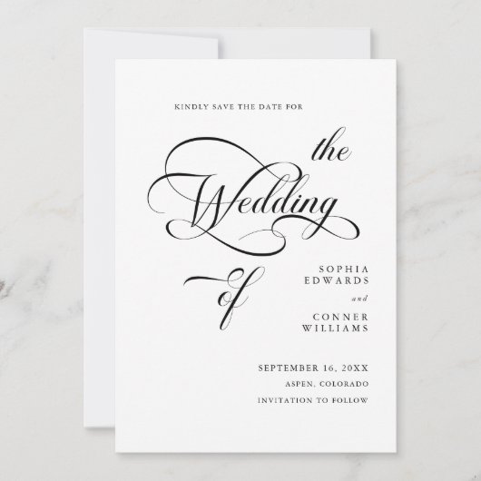 Elegante Classy Calligraphy Wedding QR-code Save The Date (Voorkant)